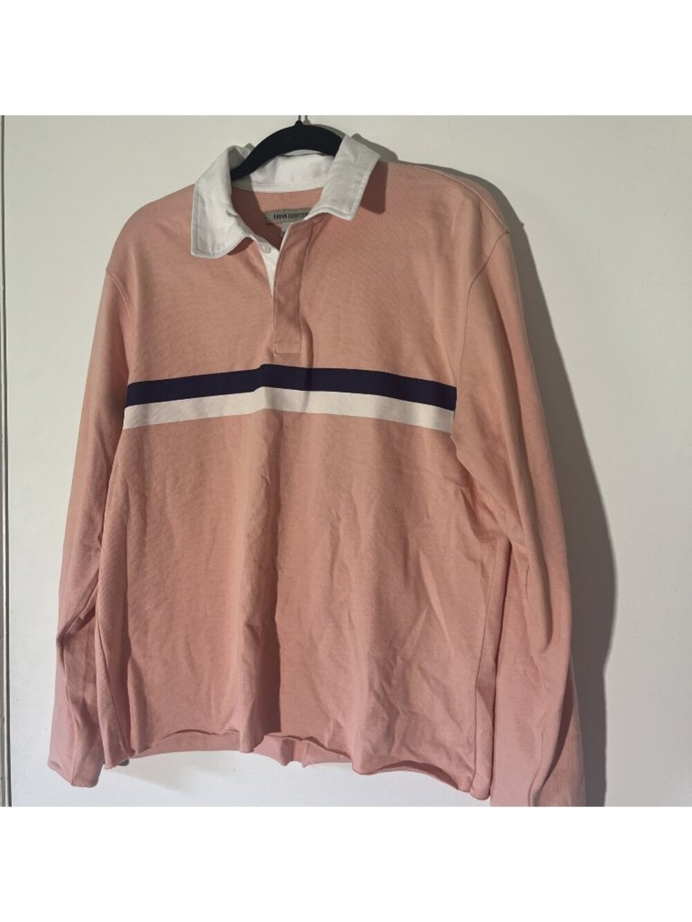 Urban Outfitters Men’s Long Sleeve Pink Rugby Shirt size small - Can Be unisex